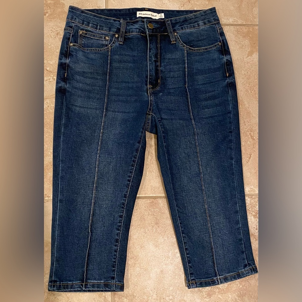 RM Rebecca Minkoff Y2K Skinny Capri Dark Blue Pant/Cropped Denim Jeans (Size 6) - Picture 1 of 10